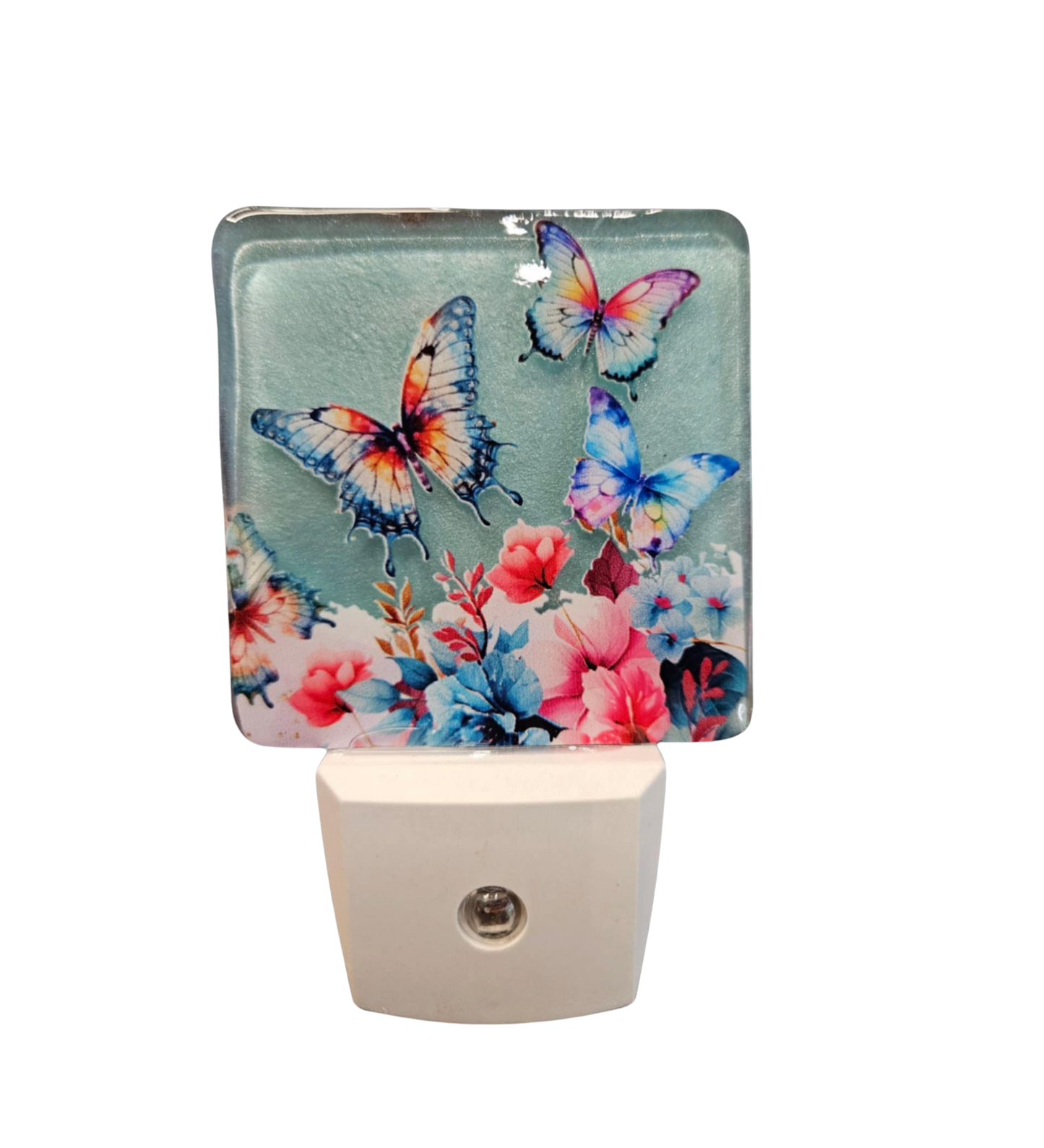 Blue Butterflies/Flowers/Blue Glitter