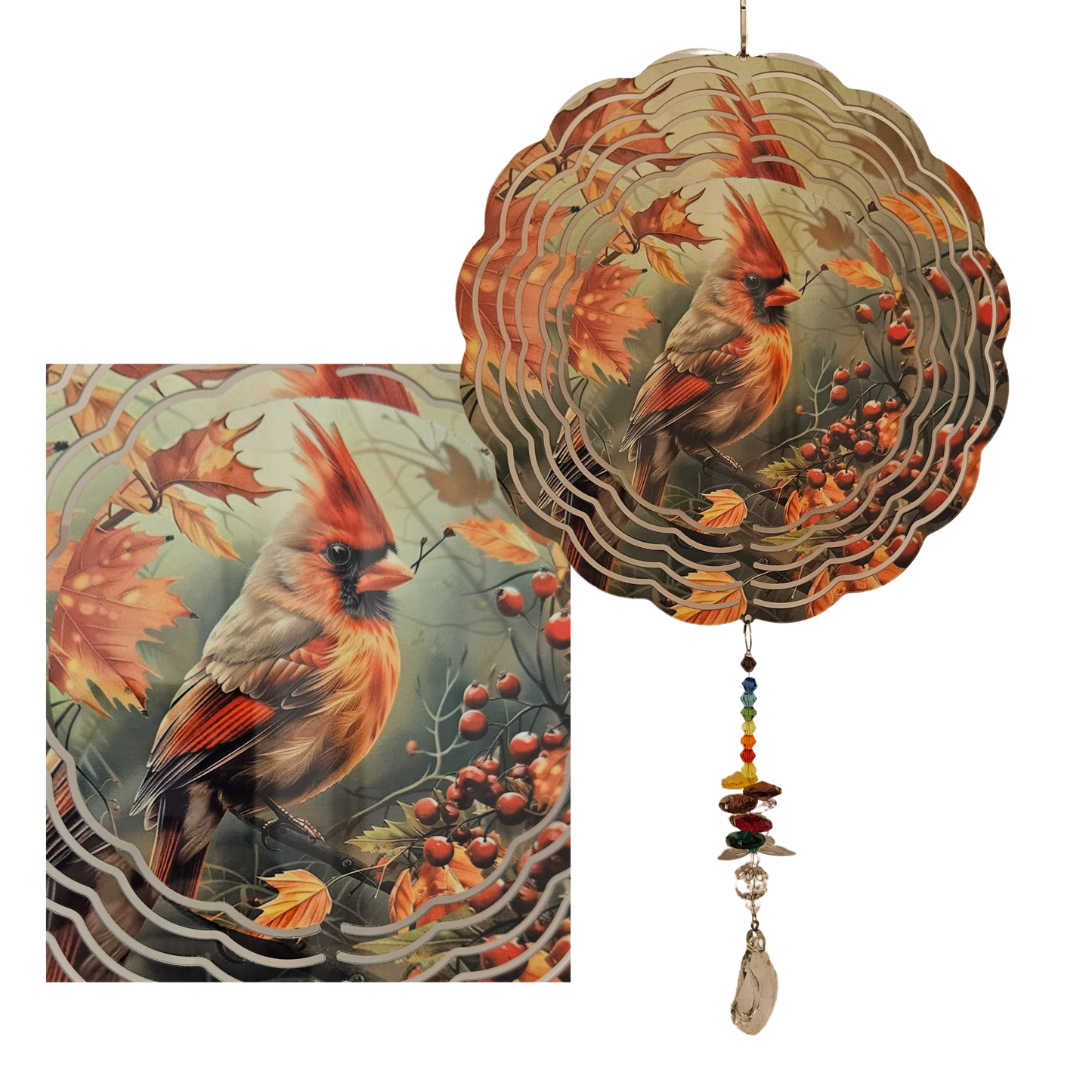 Wind Spinner - Cardinal - Fall - Red Berries