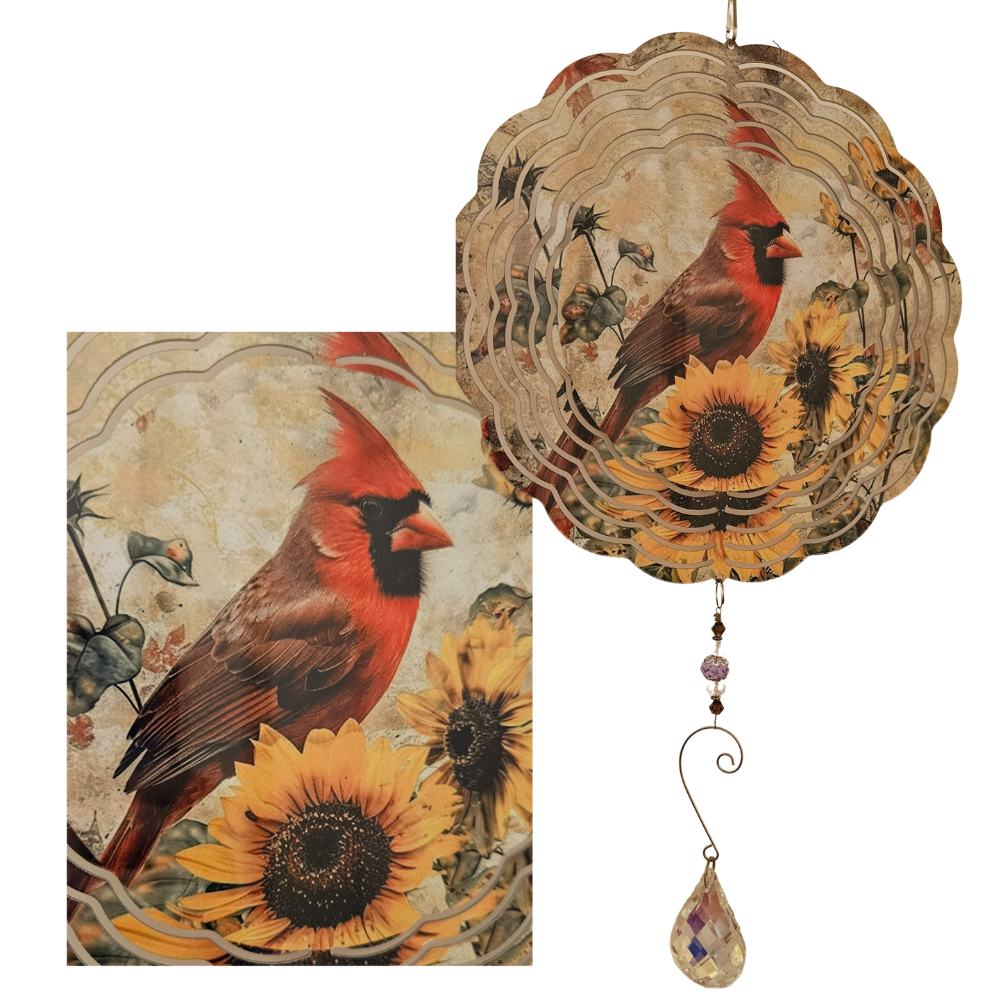 Wind Spinner - Cardinal - Sunflowers