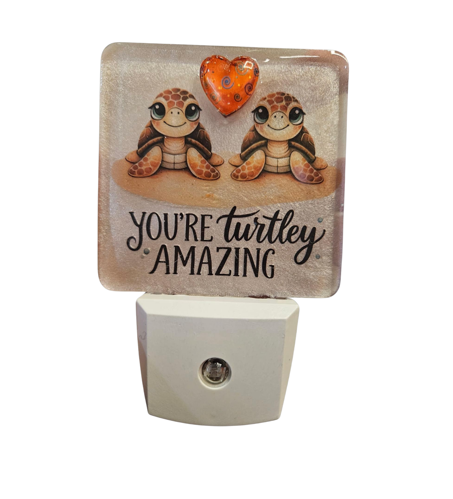 Turtley Amazing/Red Heart/White Glitter