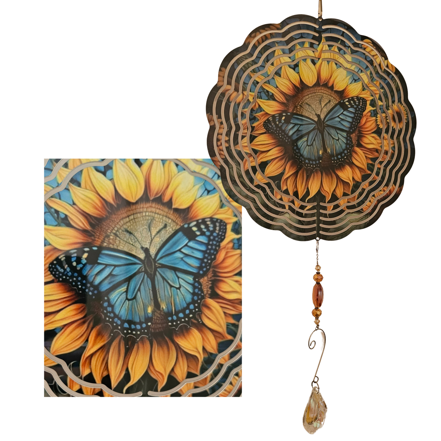 Wind Spinner - Butterfly - Blue - Sunflower