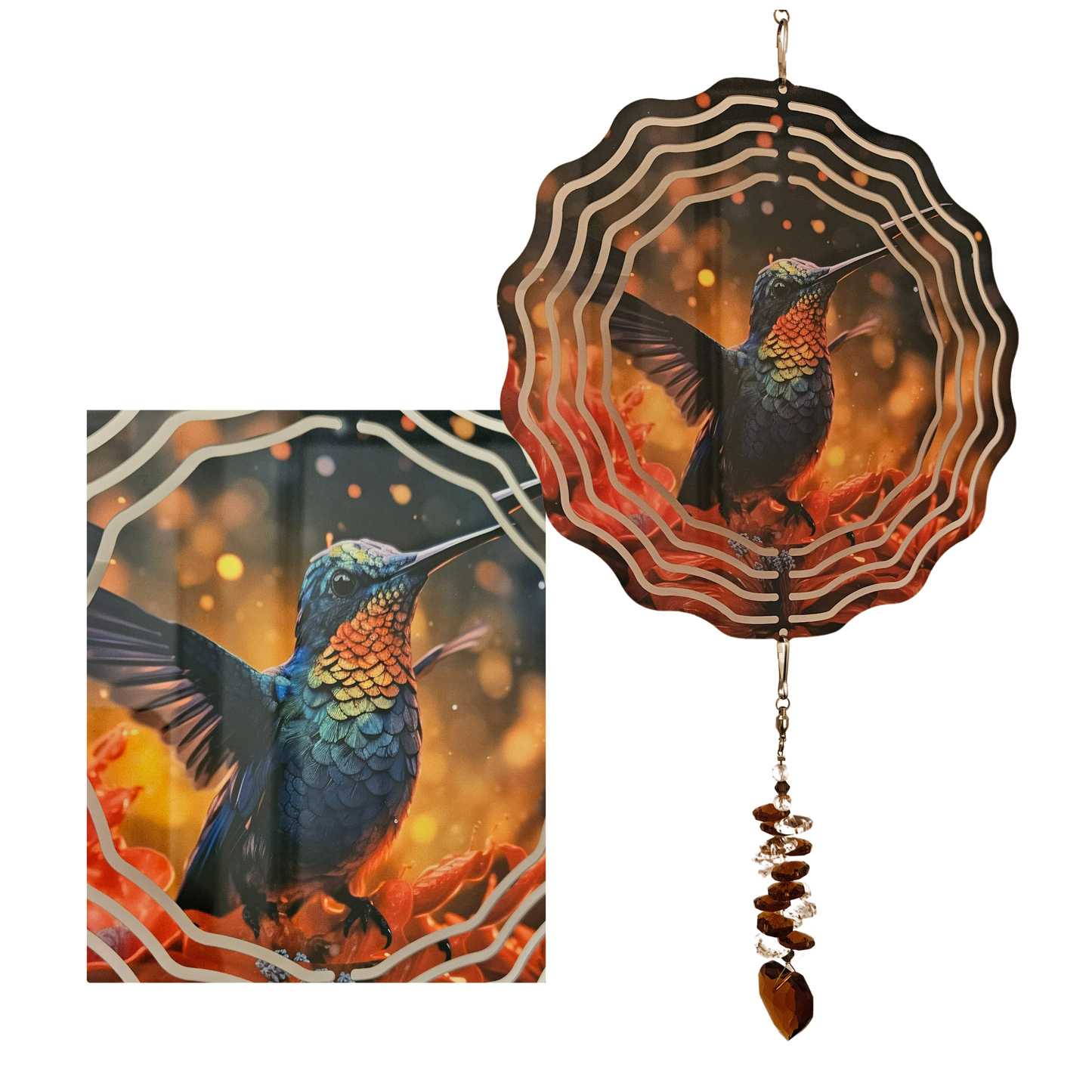 Wind Spinner - Hummingbird AI - Red Flowers