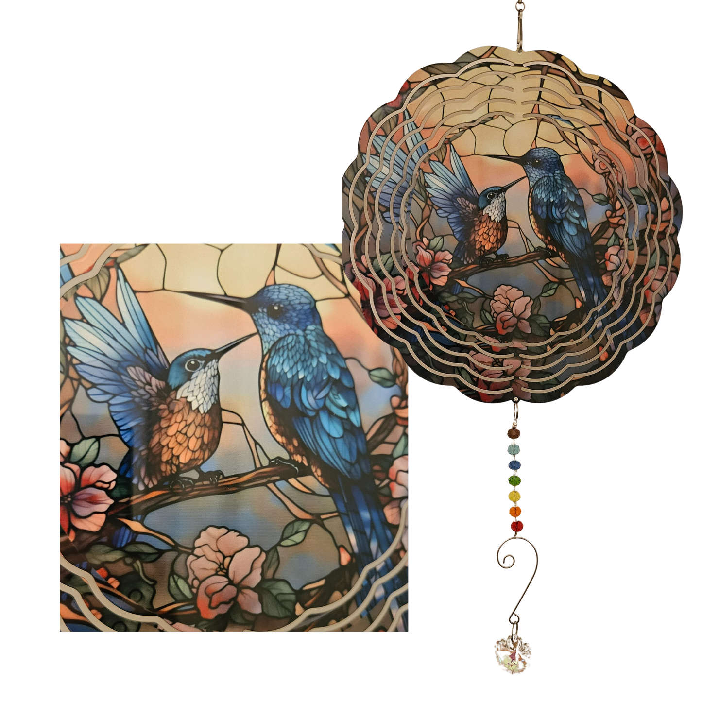 Wind Spinner - Hummingbird Duo - Stainglass