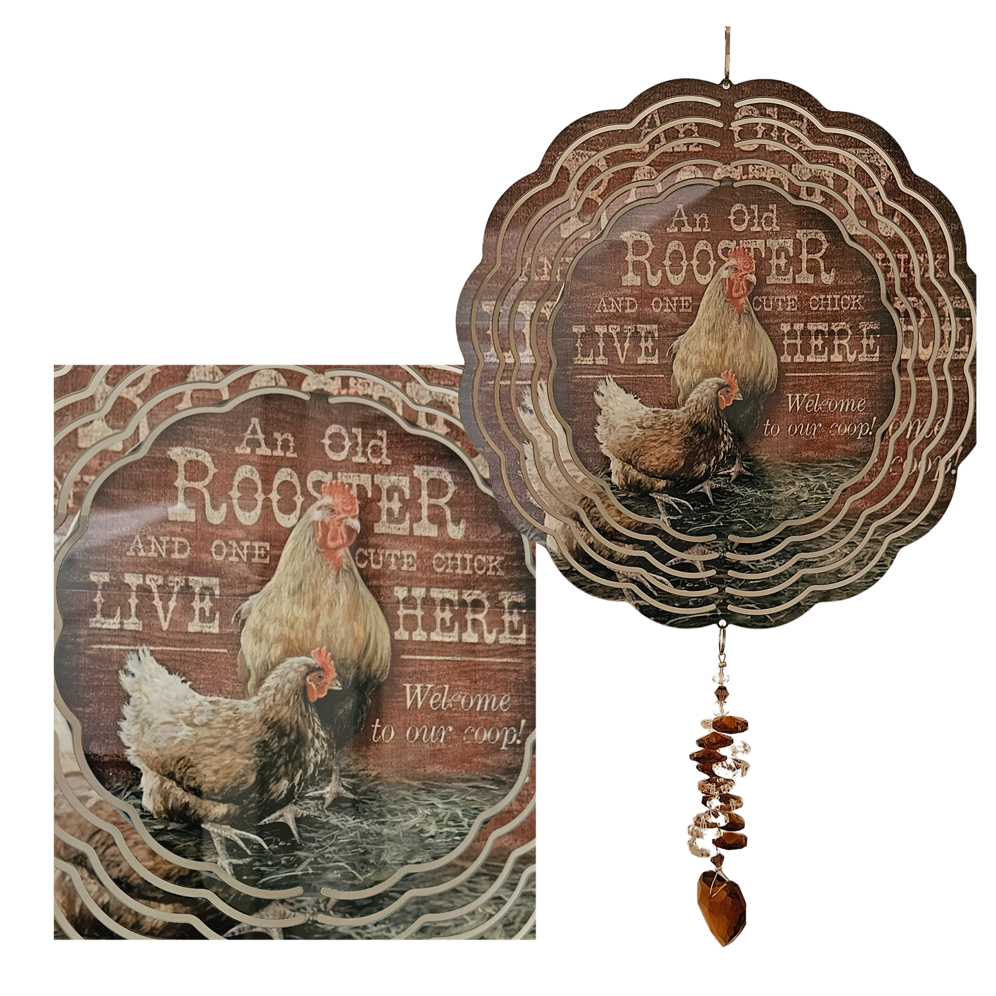 Wind Spinner - Rooster & Cute Chick