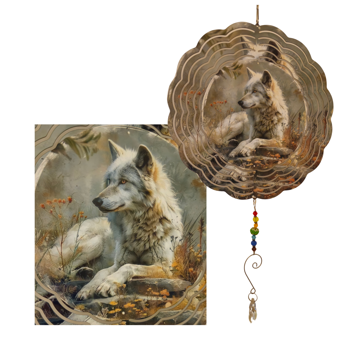Wind Spinner - Wolf Resting - Gray