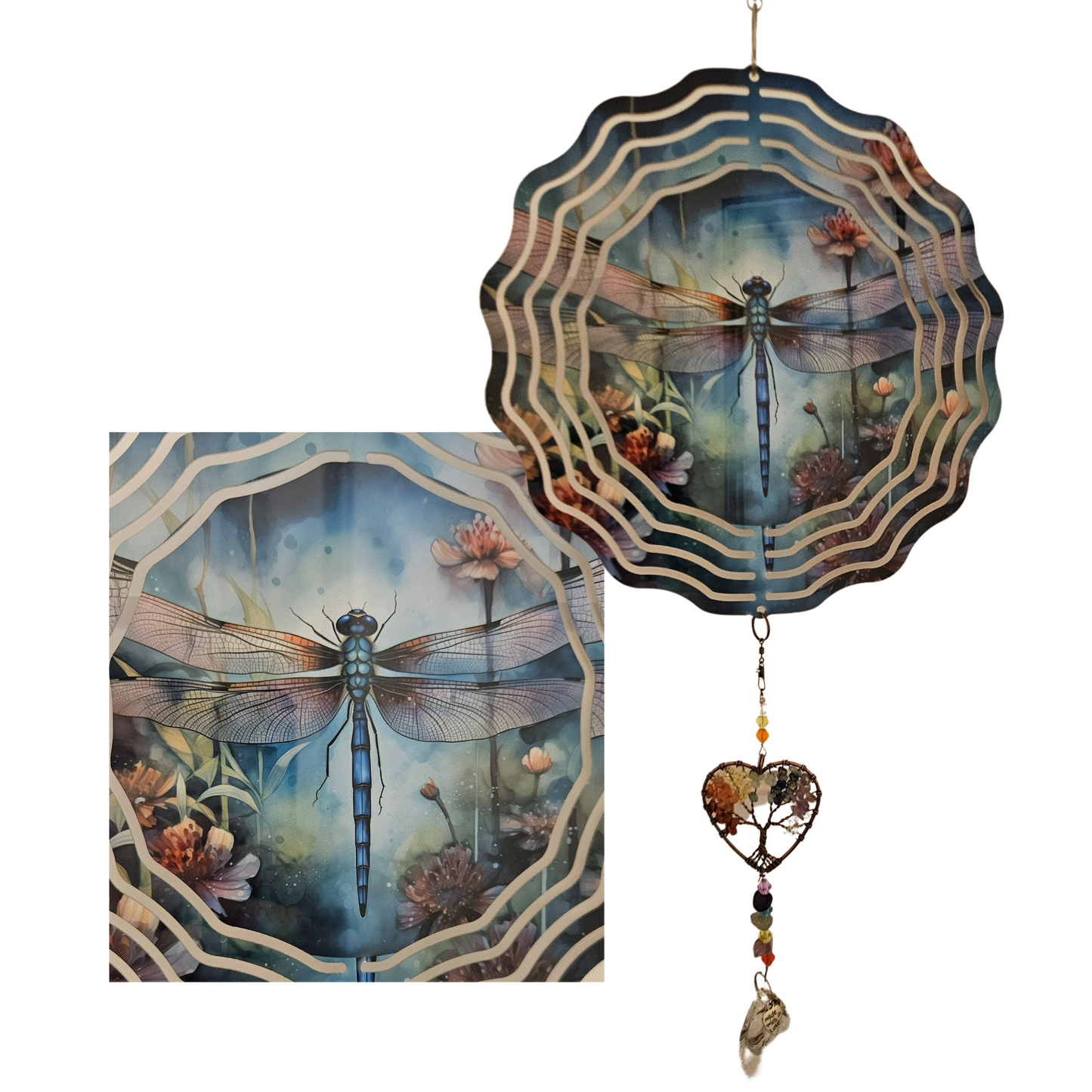 Wind Spinner - Dragonfly - Turqoise - Soft Watercolor