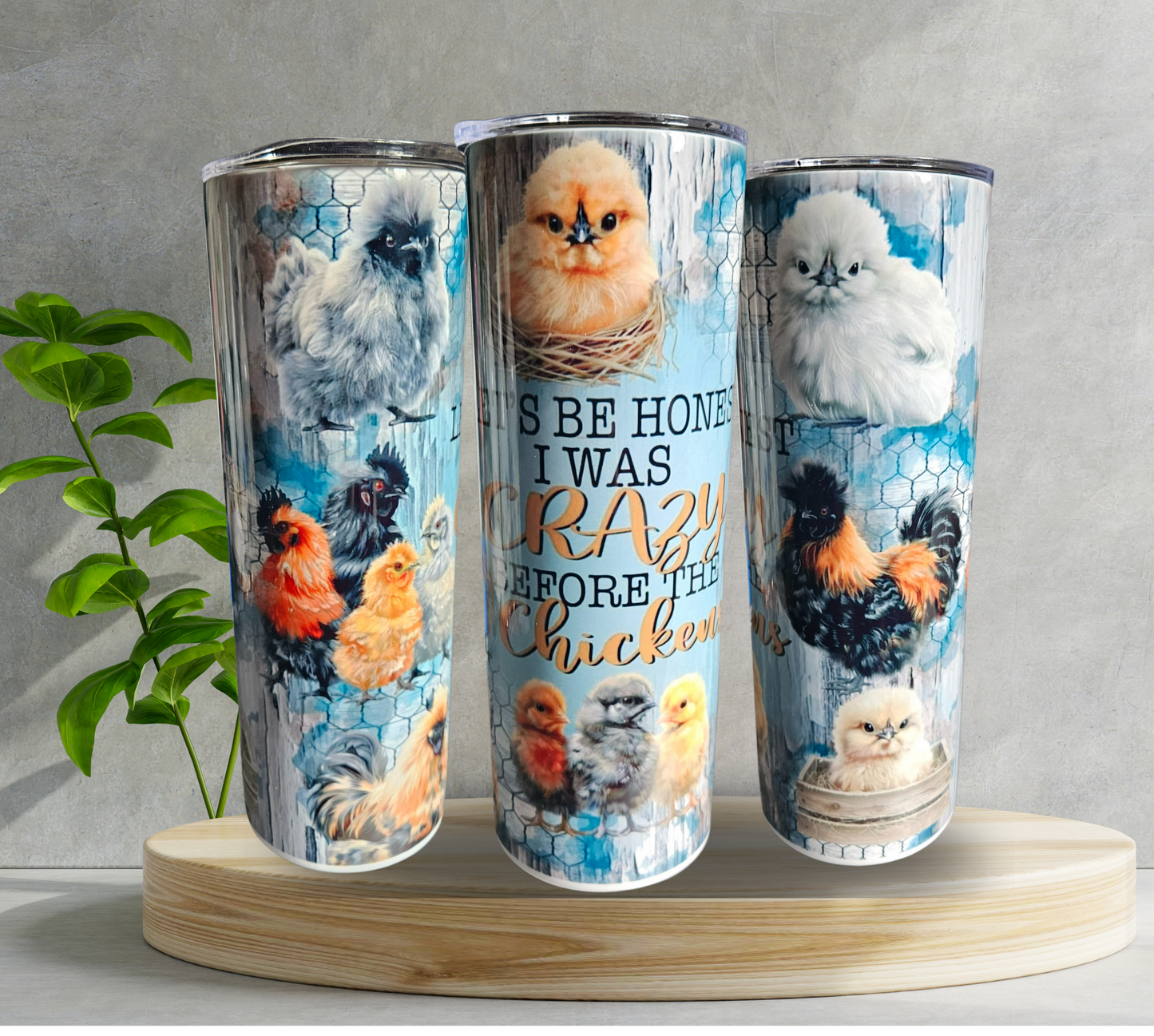 20 oz Water Tumbler - Chickens - I Was Crazy Before the Chickens