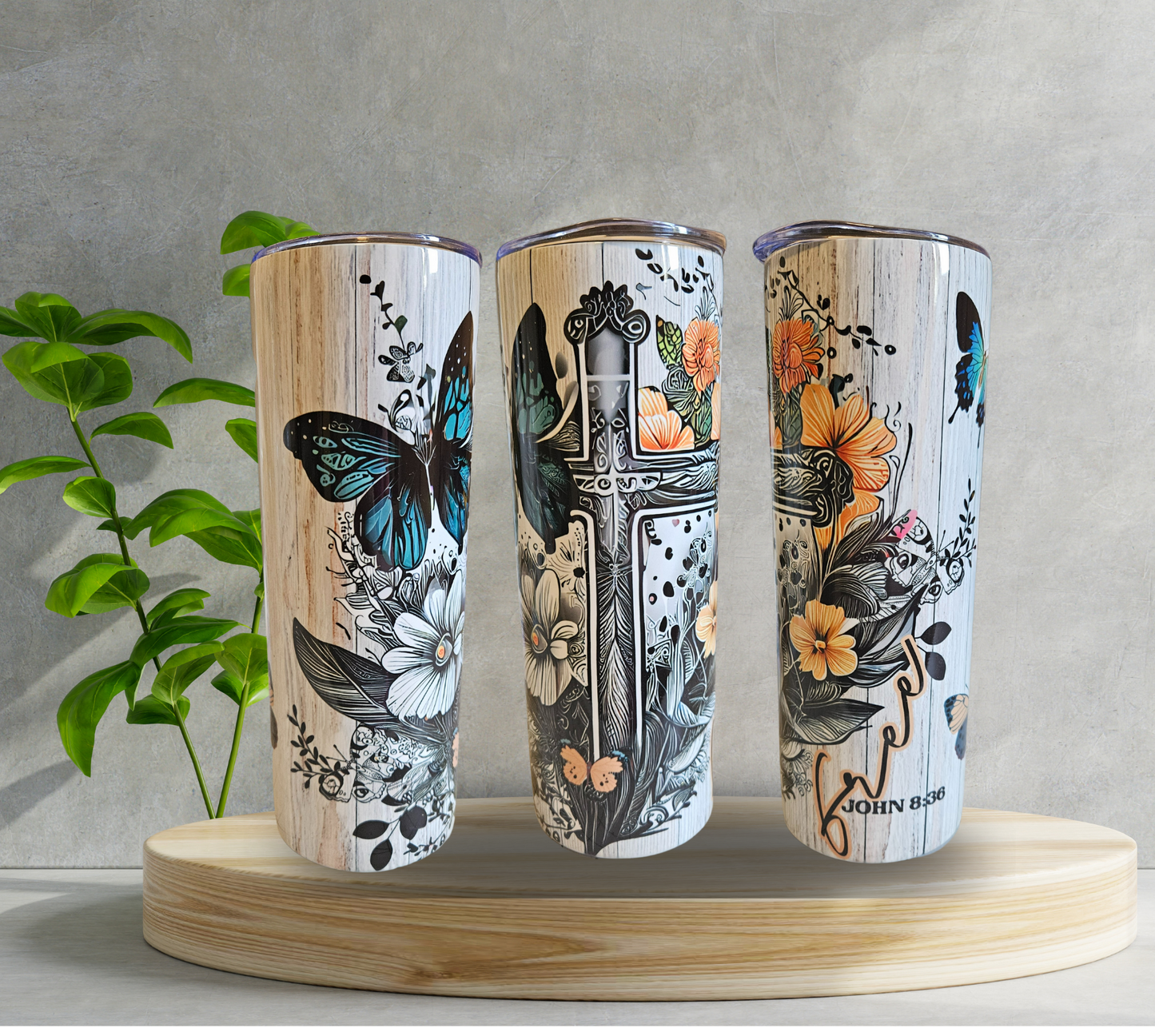 20 oz Water Tumbler - Cross - Free