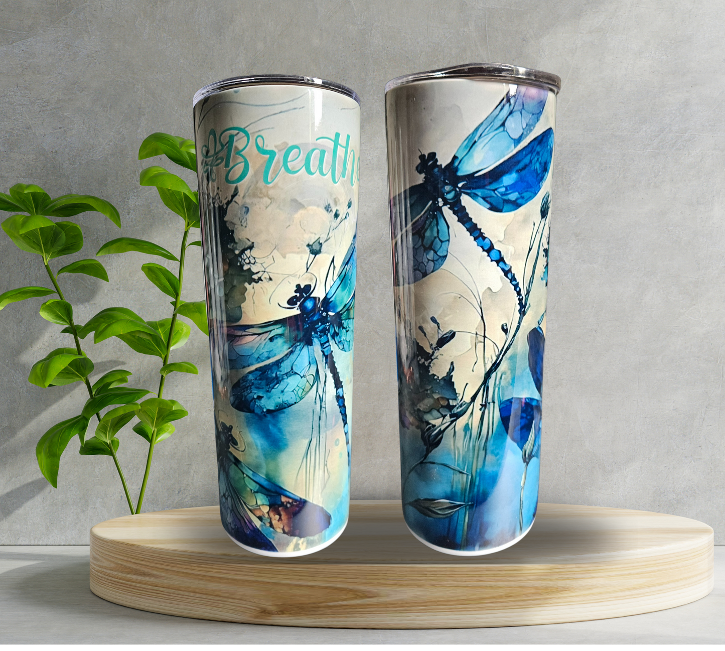 20 oz Water Tumbler - Dragonfly - Breathe (Turqoise)
