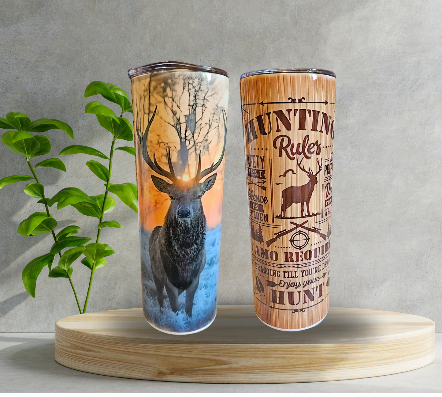 20 oz Water Tumbler -Hunting Rules - Buck