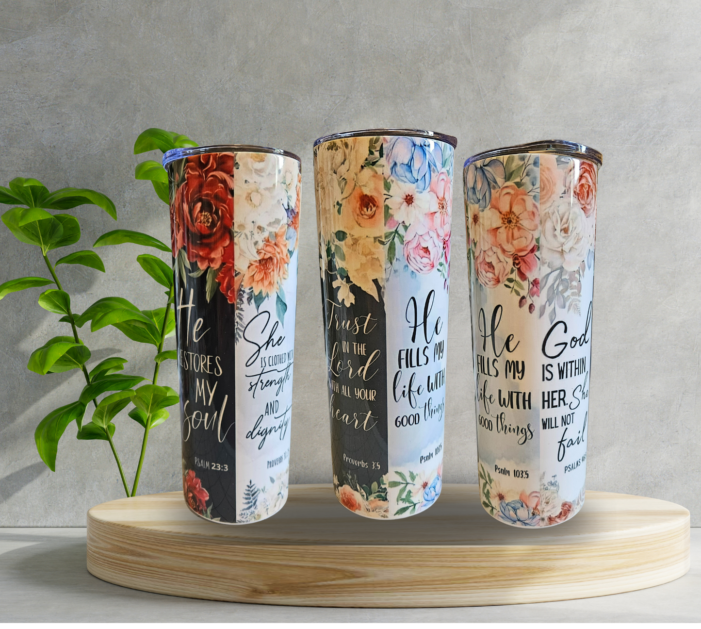 20 oz Water Tumbler -Scripture - Columns