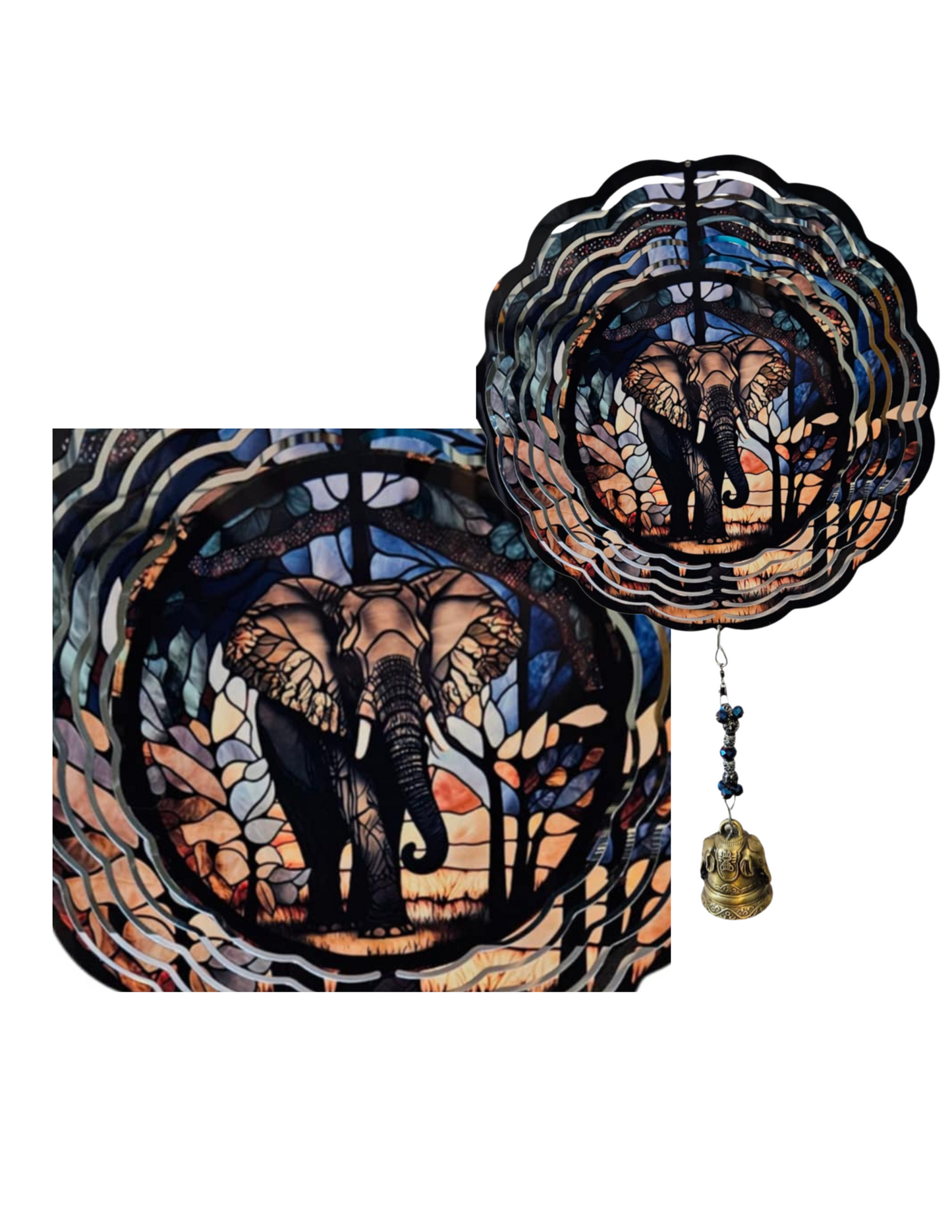 Wind Spinner - Elephant Stainglass (bell)