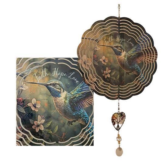 Wind Spinner - Hummingbird - Faith Hope Love