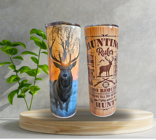 20 oz Water Tumbler -Hunting Rules - Buck
