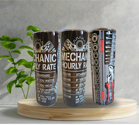 20 oz Water Tumbler - Mechanic - Hourly Rate