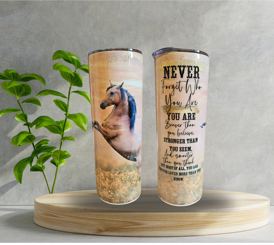 20 oz Water Tumbler - Never Forget - Horse