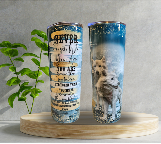 20 oz Water Tumbler - Never Forget - Wolves
