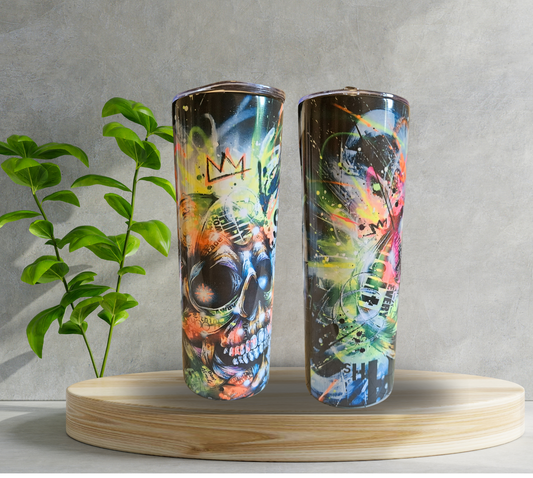 20 oz Water Tumbler - Skull - Grunge