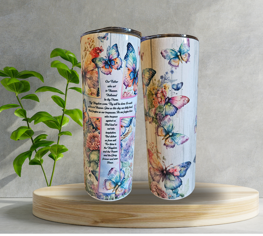 20 oz Water Tumbler - The Lord's Prayer - Cross