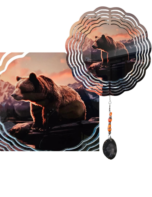 Wind Spinner - Grizzly Bear Sunset